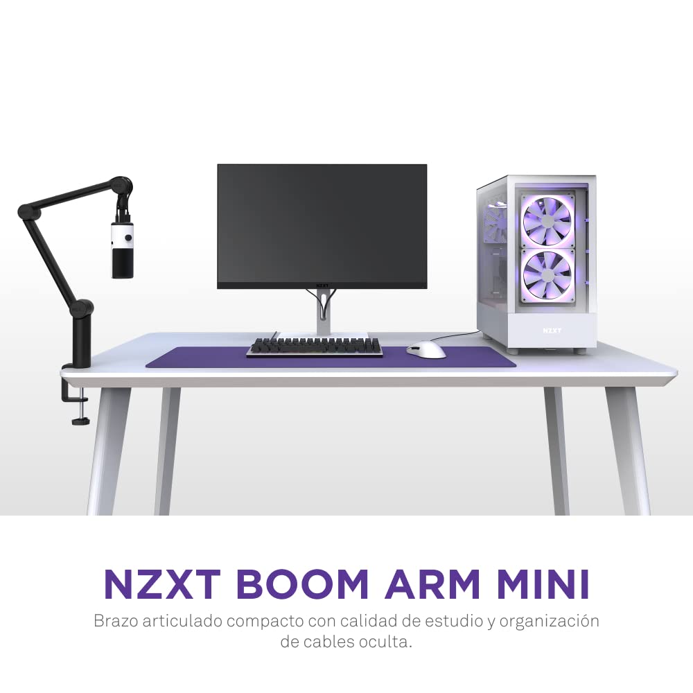 NZXT Boom Arm Mini - Ap-BOOMS-B1 - Brazo de Brazo de micrófono pequeño para transmisión, creación de Contenido, podcasting y grabación - Canal de Cable Cubierto - Compatibilidad Universal - Negro