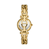 Fossil Reloj Carlie para mujer, Movimiento de cuarzo a tres agujas en tono dorado con correa de acero inoxidable, Tono oro y blanco, 28 mm