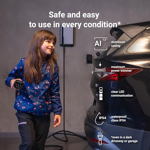 Green Cell GC HabuDen Wallbox 22 kW 32 A 5 m Type 2 Charging Cable Intelligent EV Charging Station with GC App Bluetooth WiFi Compatible with All Electric Cars Electric Car Home Charging with 22 kW /