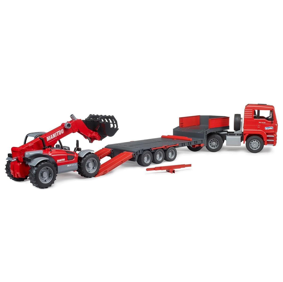bruder 02774 - MAN TGA góndola baja con cargadora telescópica Manitou MLT 633, Vehículos, Góndola baja, Transportador, Camión, Cargadora sobre ruedas, Juguetes 3+ años