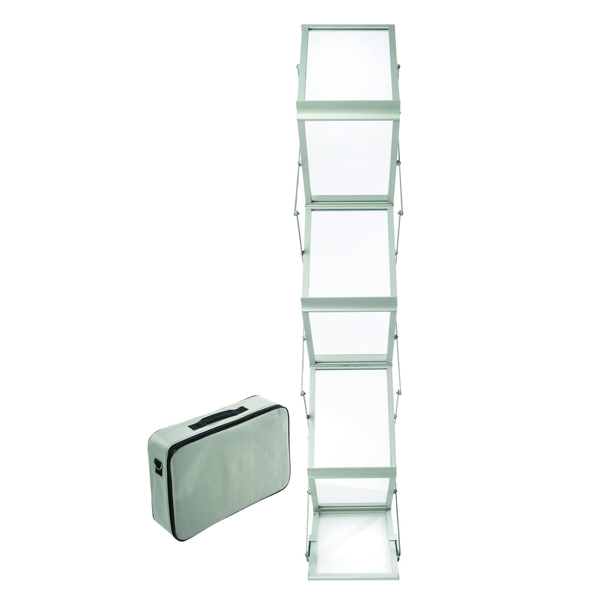 Deflecto - Expositor plegable (aluminio, con maleta de transporte, 6 niveles, A4)