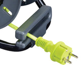 Masterplug Pro-XT Enrollacables 3 tomas IP44 con asa de bobinado, interruptor térmico e interruptor de alimentación, cable de alta visibilidad de 25 metros