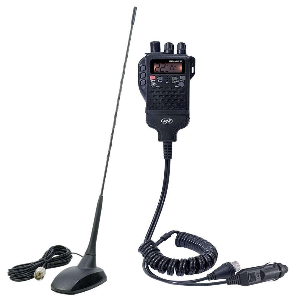 Paquete Radio CB PNI Escort HP 62 y Antena PNI Extra 48 con imán Incluido, ASQ, RF Gain
