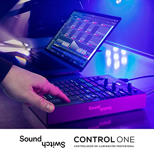 SoundSwitch Control One - Controlador de iluminación DMX DJ profesional con 3 meses de acceso al software SoundSwitch y soporte para Phillips Hue