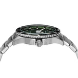 Emporio Armani Reloj Hombre, Movimiento de tres manecillas con fecha, caja de 42mm de acero inoxidable plateado con correa de acero inoxidable, AR11338, Tono plata y verde oscuro