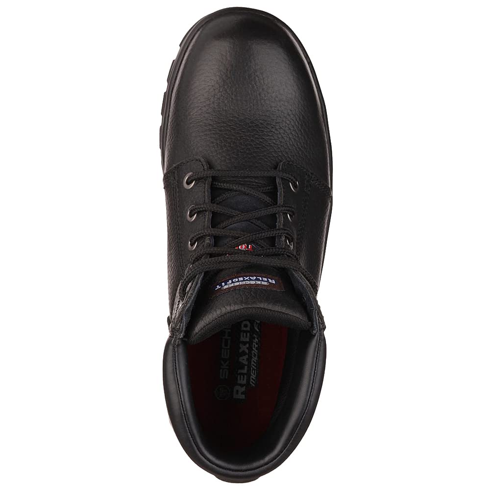 Skechers Workshire, Botas para Hombre, Black Embossed Leather, 43 EU