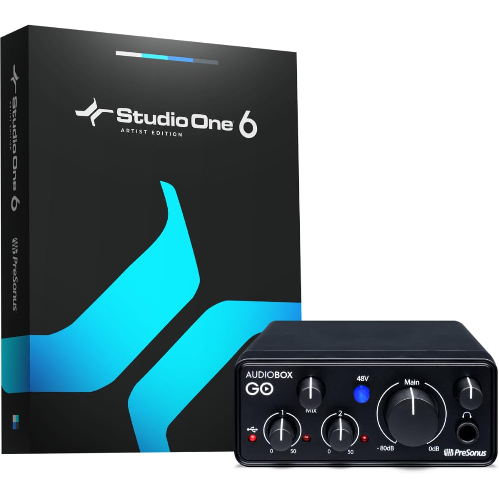 PreSonus AudioBox GO, Interfaz de Audio USB-C, Para Producción Musical con Software de Grabación Studio One, Tutoriales Musicales, Ejemplos de Sonido e Instrumentos Virtuales