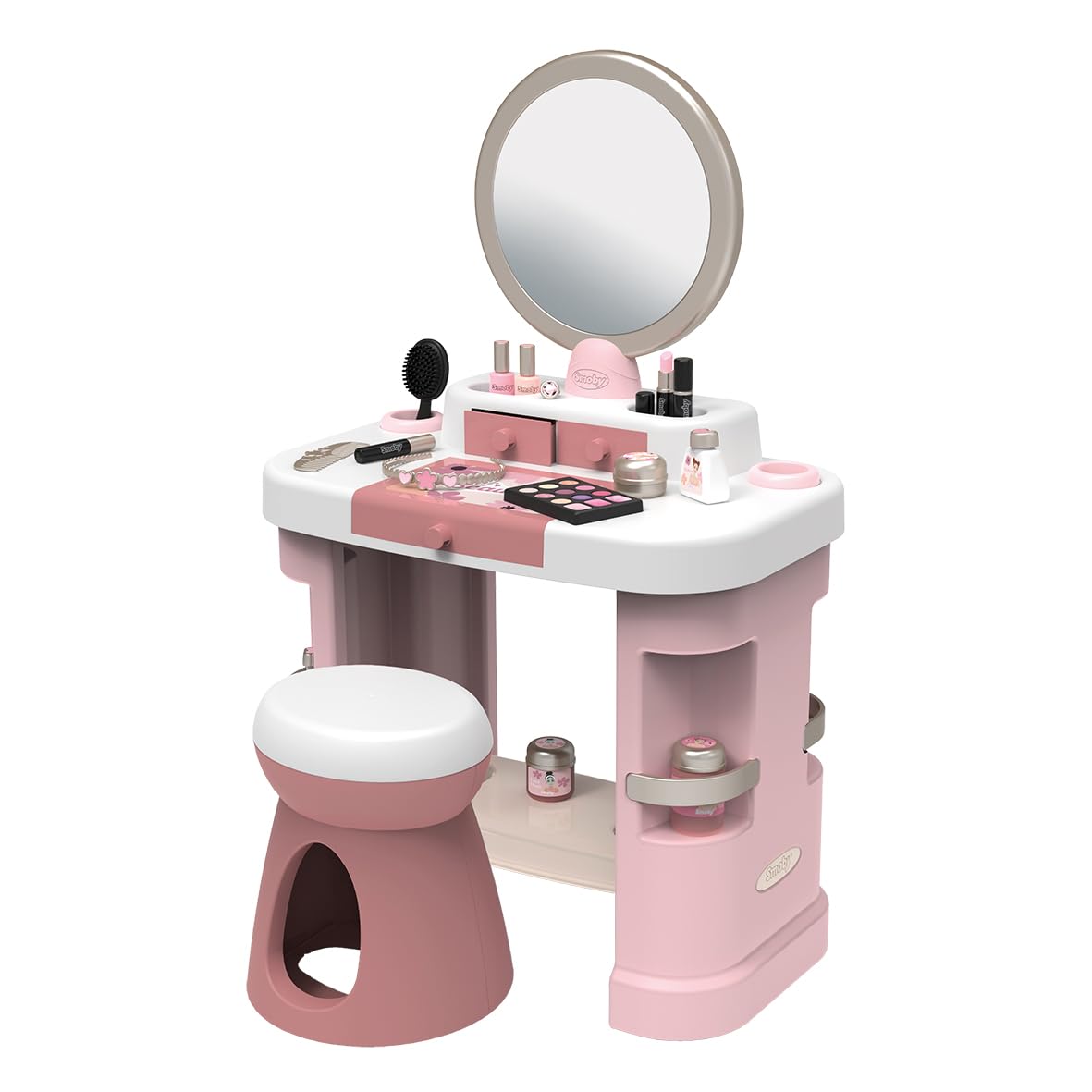 Smoby - Tocador My Beauty - Peluquería, manicura y maquillaje - Espejo y almacenaje - 15 accesorios - Material reciclado - A partir de 3 años - Fabricado en Francia