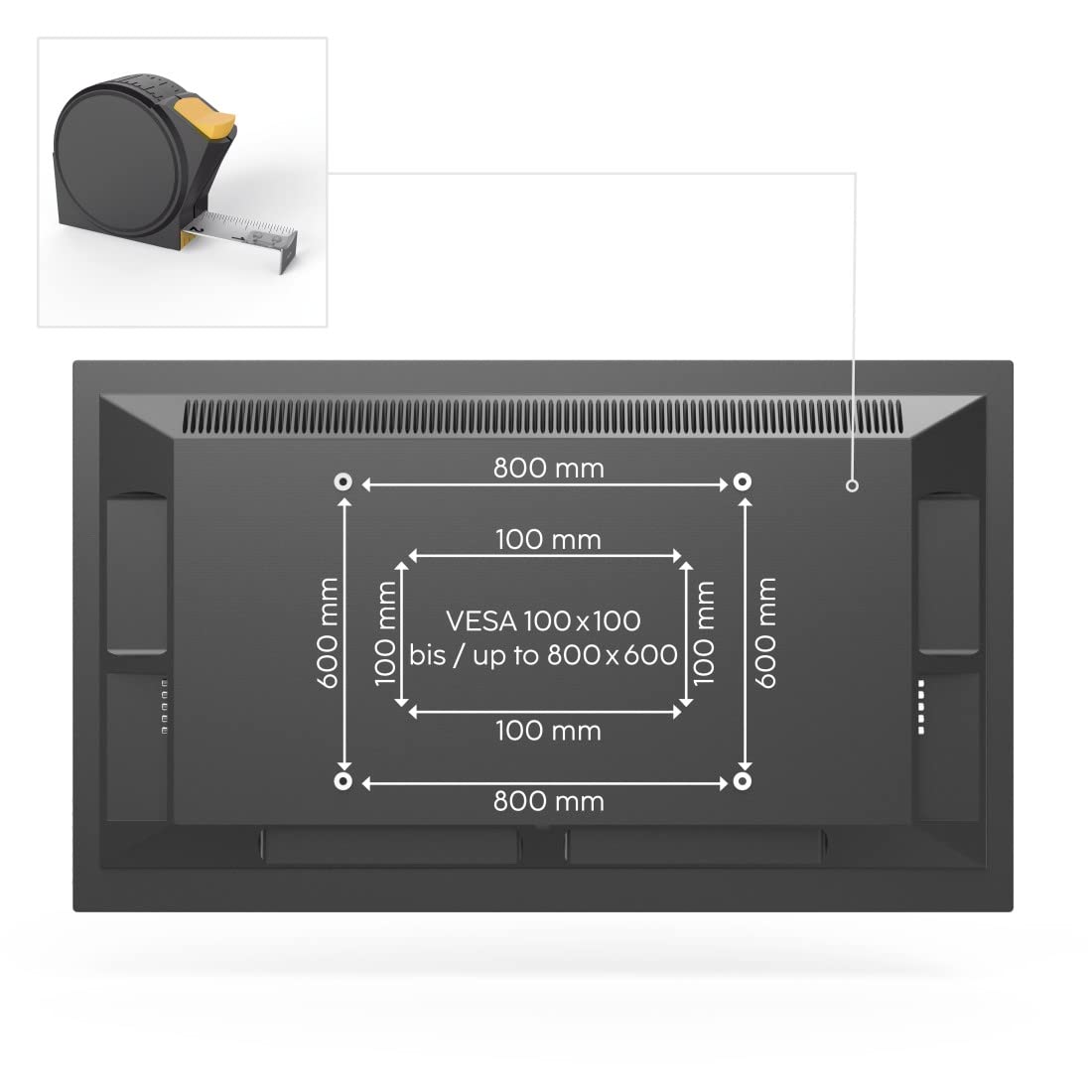 Hama | Soporte de Pared para TV de 46" a 100" (Soporte inclinable +0/-12° de Pared, Pantallas de hasta 191cm, Carga máx de 75kg, VESA 800 x 600)