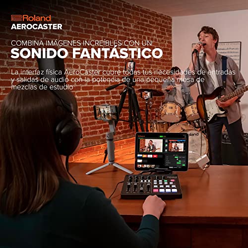 Sistema de livestreaming Roland AeroCaster VRC-01 — Potente solución de producción multicámara inalámbrica con interfaz de audio/controlador de hardware y completa app para iPad
