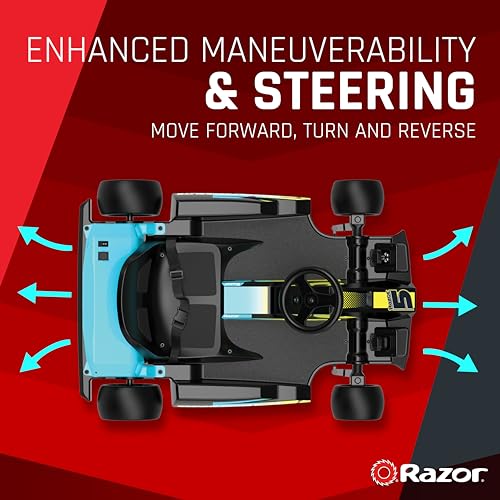 Razor Ground Force Elite - Go Kart Eléctrico para Niños 13+ con Marcha Adelante y Marcha Atrás, Velocidad Máxima de 14 mph, Autonomía de 40 Minutos, 350W con Batería de 36V 5Ah - Negro y Azul