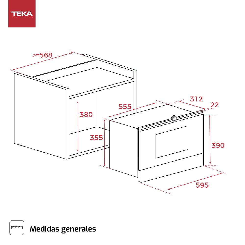 Teka ML 8220 BIS L - Urban Colors Edition Microondas de Integración con Base Cerámica, Panel de Mandos de Cristal Electrónicos, Color Cristal Blanco