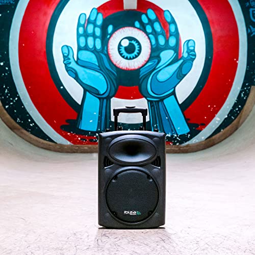 Ibiza - PORT15UHF-BT - Altavoz portátil 15"/800W MAX con 2 micrófonos (UHF), mando a distancia y funda protectora - Bluetooth, USB, SD & TWS - Autonomía de 6 a 8h - Speaker Box
