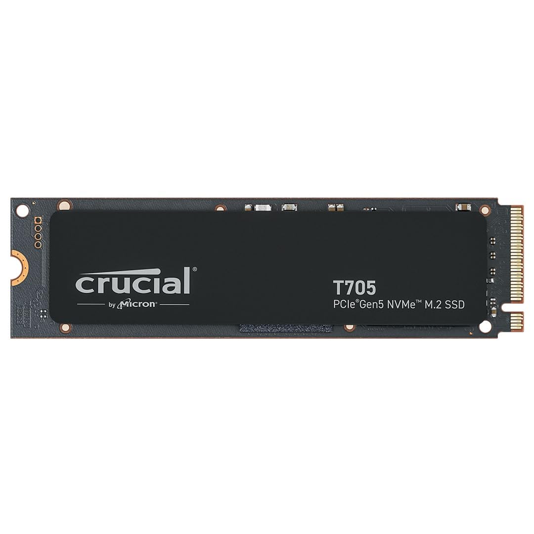 Crucial T705 SSD 2TB PCIe Gen5 NVMe M.2 SSD Interno Gaming, hasta 14.500MB/s, Microsoft DirectStorage, Compatibilidad PCIe 4.0, Disco Duro SSD - CT2000T705SSD3