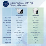 TRENDnet, TV-IP1515PI, Cámara de Red de torreta Fija IR H.265 PoE de 5 MP para Interiores/Exteriores, Carcasa con clasificación IP66, visión Nocturna IR de hasta 30 m (98 pies)