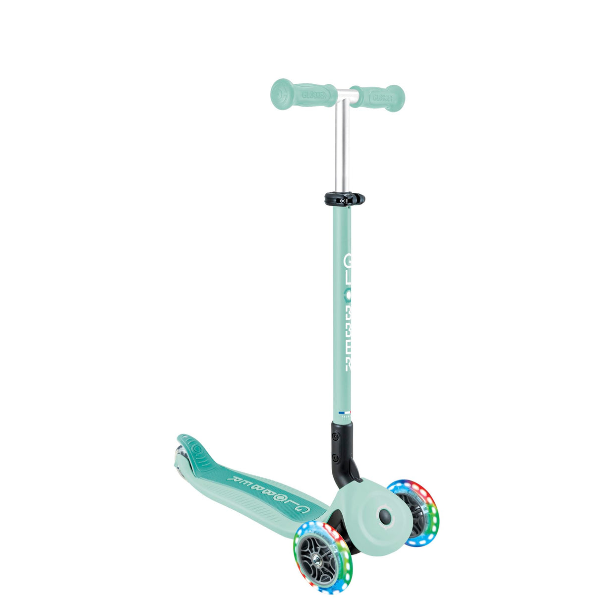Globber GO UP Active Luces, Patinete evolutivo de 3 Ruedas con Luces para niños de 15 Meses a 9 años, Verde Menta