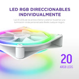 NZXT F140 Duo Twin Pack - Ventiladores RGB de doble cara de 140 mm con controlador RGB - 20 LEDs direccionables individualmente - Flujo de aire equilibrado y presión estática - Blanco