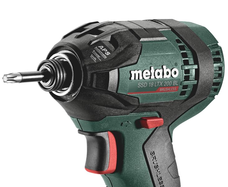 metabo Atornillador de impacto inalámbrico SSD 18 LTX 200 BL – 602396890 – 18 V – Atornillador de impacto inalámbrico con motor sin escobillas y función APS – Sin batería ni cargador