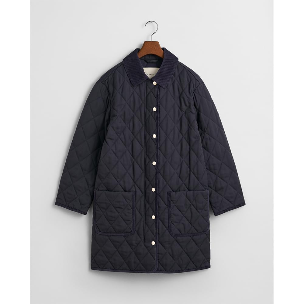 GANT Abrigo Acolchado con Detalles de Pana, Azul Noche, S Mujeres