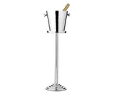 EDZARD Champanera/refrigerador de botellas Valencia, con soporte, acero inoxidable muy pulido, de doble pared, exterior martillado, altura total 83 cm, altura de refrigador 23 cm, diámetro 22 cm