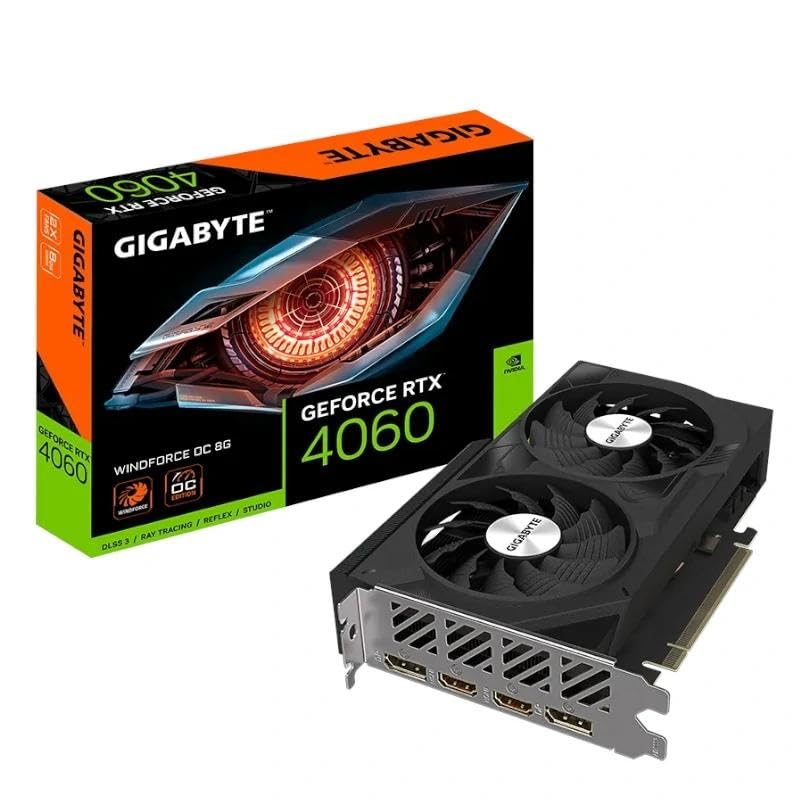 Tarjeta gráfica NVIDIA RTX 4060, 8GB, refrigeración WF OC, Alto Rendimiento para Gaming y diseño gráfico.