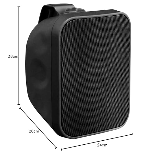 Pronomic OLS-5 BK Altavoz DJ PA Outdoor para jardín, terraza, Restaurante (80 vatios, Grado de protección IP56, 8 ohmios, woofer de 5,25") Negro
