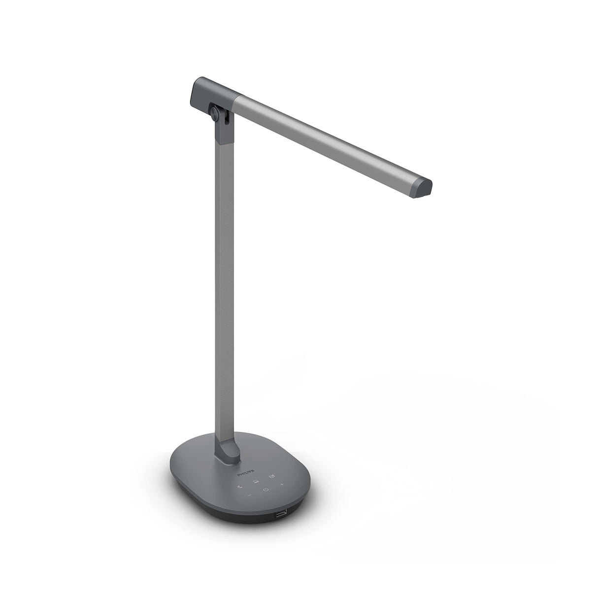 Philips - Lámpara LED de mesa tipo Flexo Philips Sword Antracita 12W con 3 escenas de luz (3000-4000 - 5000K) - Carga USB