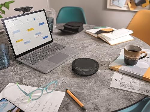 Jabra Speak2 75 Altavoz inalámbrico Bluetooth para el Trabajo - 4 micrófonos con cancelación de Ruido, Altavoces de 65 mm - Nueva función de conexión, USB-C, Zoom y Google Meet - Gris Oscuro