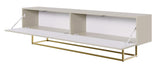 Selsey Mueble De TV Mesa De TV 175 cm con Patas Doradas con Fachada Fresada Gris Beige Veldio