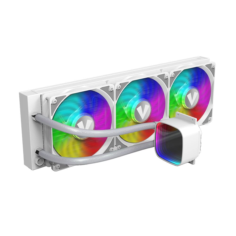 Vida Aquilo - Enfriador de CPU líquido ARGB de 360 mm, 3 ventiladores ARGB PWM, cabezal de bomba RGB con espejo infinito, color blanco
