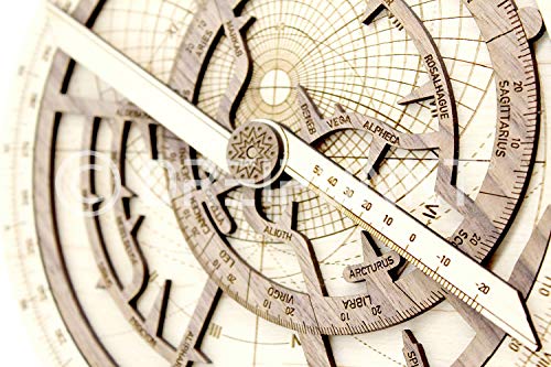 Dreipunkt Verlag Maqueta de astrolabio Deluxe Edition: maqueta de madera noble de astrolabio