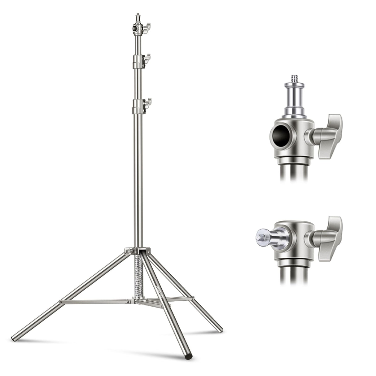 Neewer Soporte de Luz de Acero Inoxidable Resistente 300cm con Adaptador Universal de 1/4 a 3/8 Pulgada para Foto Estudio Softbox Flash Estroboscópico Monolight y Otros Equipos Fotográficos(Plateado)
