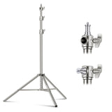 Neewer Soporte de Luz de Acero Inoxidable Resistente 300cm con Adaptador Universal de 1/4 a 3/8 Pulgada para Foto Estudio Softbox Flash Estroboscópico Monolight y Otros Equipos Fotográficos(Plateado)