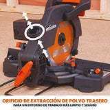 Evolution Power Tools R210CMS Multimaterial Sierra Ingletadora - Corta acero dulce, aluminio, plástico, madera con clavos incrustados, 210 mm