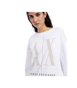 Armani Exchange Studded Icon Sweatshirt Sudadera, Blanco, S para Mujer
