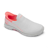 Skechers, GO Walk 7 MIA Mujer, White Textile/Neon Pink Trim, 37 EU