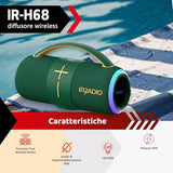 IRRADIO IR-H68, Altavoz Bluetooth, difusor inalámbrico Colorido y Potente, Sonido Hi-Fi, Luces LED RGB, Impermeable IPX6, 50 W de Potencia, función True Wireless estéreo, Ideal para Escuchar en