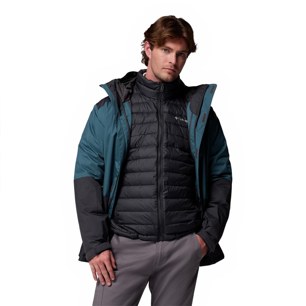 Columbia Chaqueta Point Park Interchange para hombre, abrigo de invierno 3 en 1 Interchange, Everblue, Shark, XL