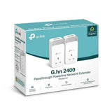 TP-Link PG2400P Kit Powerline Passante G.hn2400, G.hn Wave2 MIMO, 2+2 Puertos Gigabit Ethernet, Toma de alimentación Extra, Modo de Ahorro de energía, Plug & Play