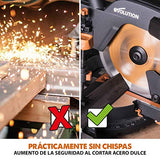 Evolution Power Tools R255SMS Sierra ingletadora Deslizante multimaterial, con Paquete Plus, Corta acero dulce, aluminio, plástico, madera con clavos incrustados 230 V, 255 mm
