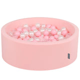 KiddyMoon 90X30cm/200 Bolas ∅ 7Cm Piscina De Bolas para Ninos Hecha En La UE, Rosa:Rosa Clr/Perla/Transparente