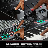 M-Audio Oxygen Pro 49 - teclado controlador MIDI USB con 49 teclas, beat pads, perillas asignables de MIDI, botones y faders, más pack de sonidos de Native Instruments (integración de NKS)