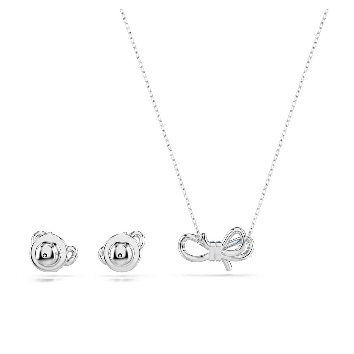 Swarovski Conjunto Lifelong Bow, Lazo, Azul, Baño de rodio