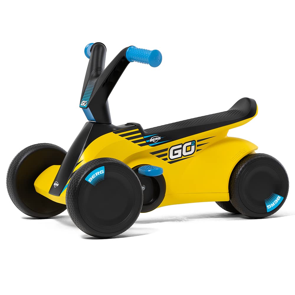 BERG Toys GO2 - Go Kart 2 en 1 2 en 1 para bebés y niños pequeños, para Interiores y Exteriores, 4 Ruedas, Juguete para niños de 10 a 30 Meses, Amarillo