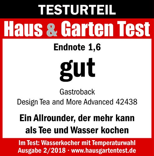 Gastroback Tetera eléctrica 1400W con accesorio para te y baño maría, para café o té 42438