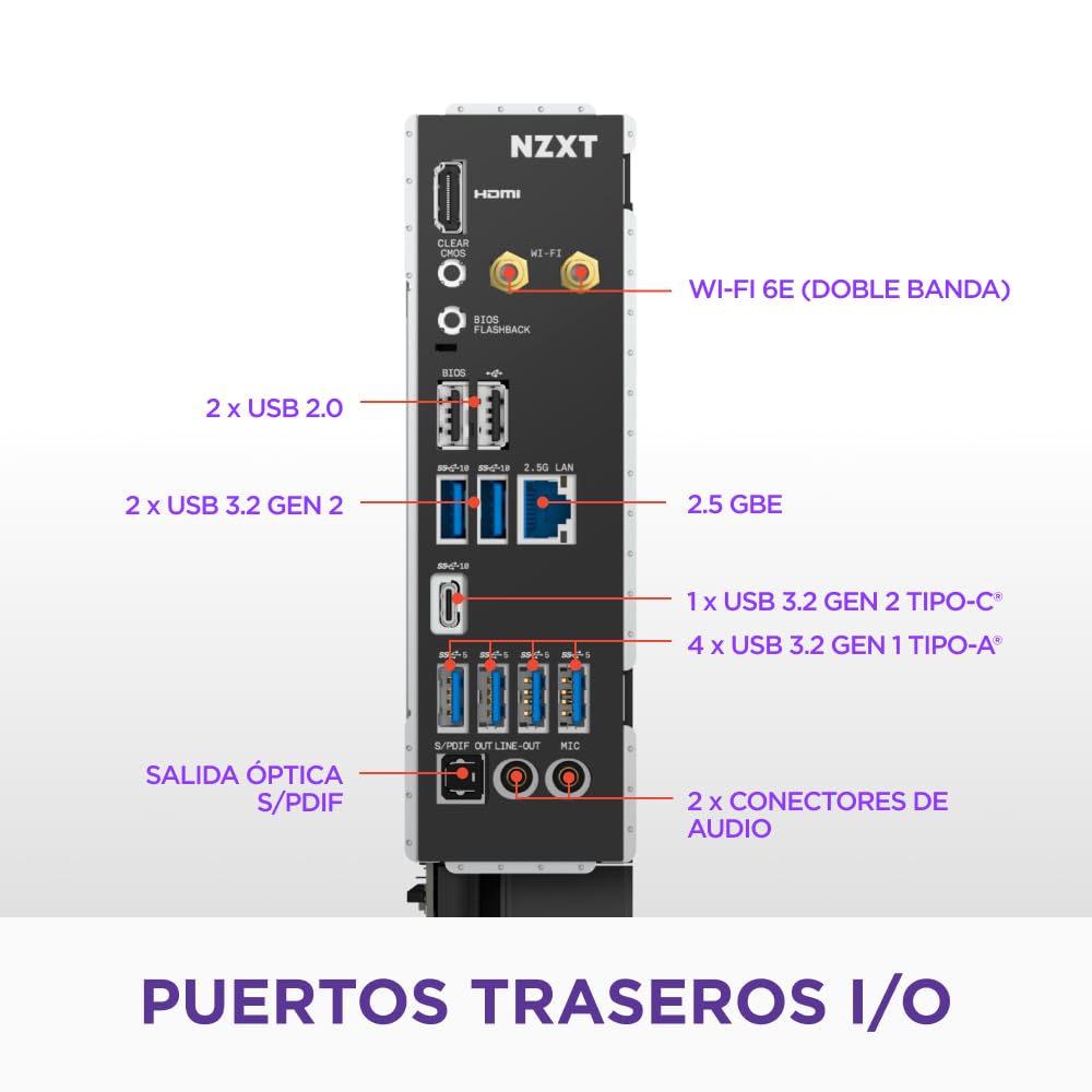 NZXT N7 B850 - Placa Base Gaming AMD B850 AM5 ATX para Ryzen 9000/8000/7000-16+2+1, DDR5, 3X M.2, PCIe 5.0, Wi-Fi 6E, LAN 2.5GbE, USB 4 – M.2 NVME con Cierre rápido – Cubierta Completa – Negro