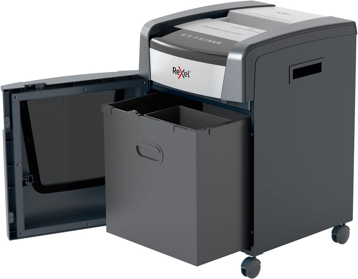 Rexel XP420+ Cross Cut Paper Shredder, Shreds 20 Sheets At Once, P4 Security Level, Jam-Free Technology, Office Use, 60 Litre Pull-Out Bin, Black, Momentum Extra Range, 2021421XEU