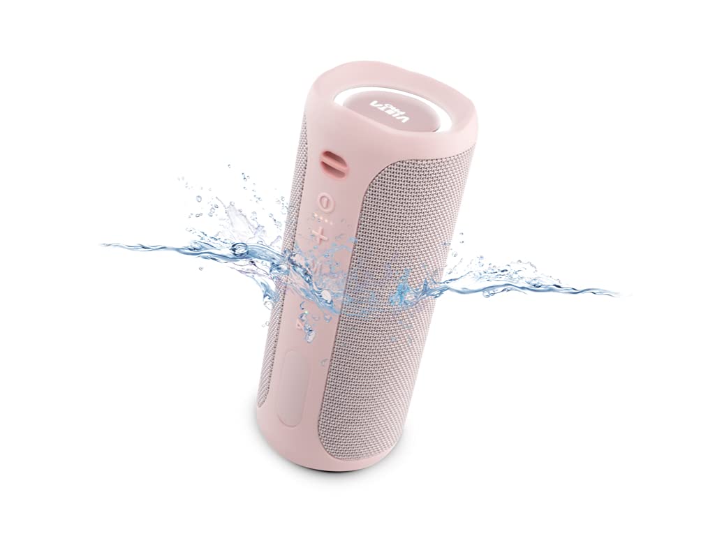 Vieta Pro Altavoz Bluetooth Potente, Resistente al Agua, 10H de Batería, Micrófono y Radio FM. Altavoz Portátil Grande True Wireless, Aux In, USB, Asistente de Voz y Sistema de Luces | Upper 3 Rosa