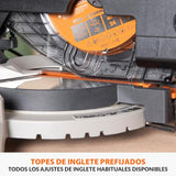 Evolution Power Tools R210MTS-G2 Sierra híbrida convertible de mesa/ingletadora, compacta y portátil, corte multimaterial, corta madera, metal, plástico, etc.; incluye una hoja de 210 mm