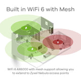 Zyxel Security Router Firewall con AX6000 Dual-Band WiFi | Seguridad de Red sin suscripción | 2 x 2.5G Puertos Ethernet | Gestionable a través de Nebula App | Cloud Getaway [USG Lite 60AX]
